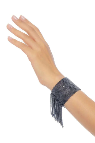 BRAZALETE CON TIRAS GRIS METALICO