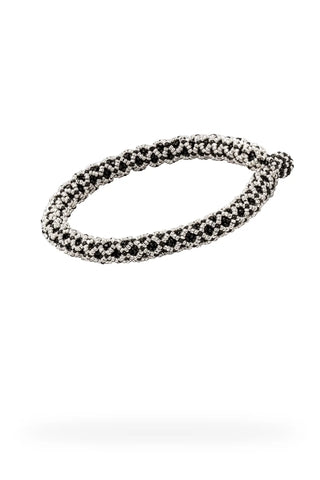 MINI BRAZALETE SERPIENTE DOBLE PLATA NEGRO