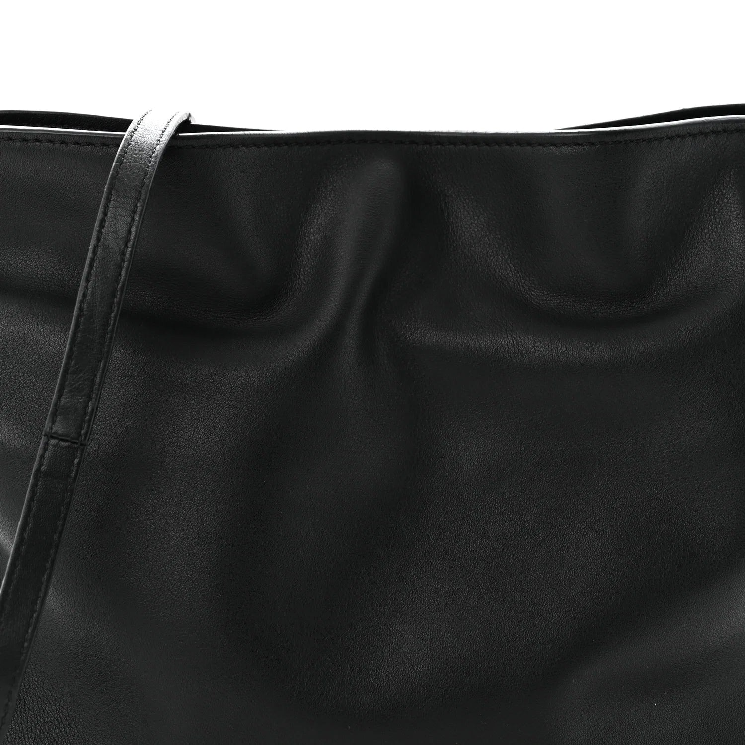 Flamenco Mini Napa Drawstring Bag in Black