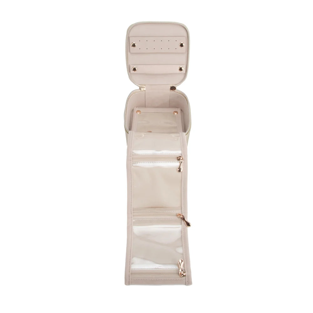Leah Quilted Travel Jewelry Case with Pouch (Gold)