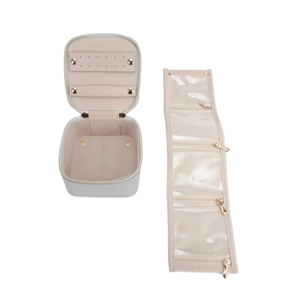 Leah Quilted Travel Jewelry Case with Pouch (Gold)