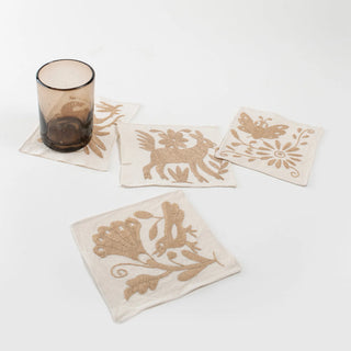 Portavasos bordados Beige
