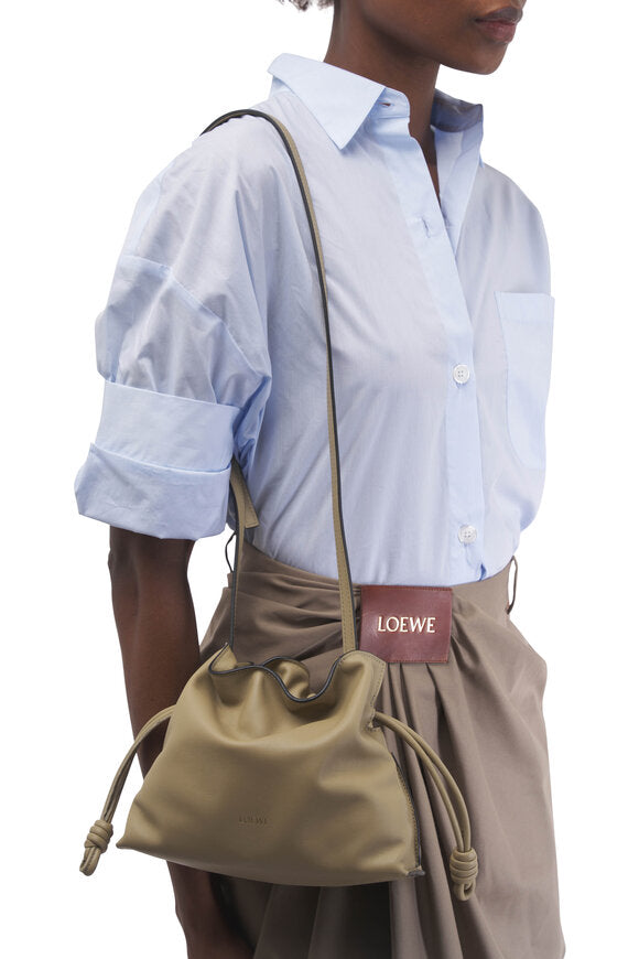 Flamenco Mini Napa Drawstring Bag in Clay Green