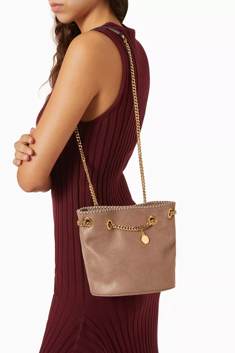 MINI BUCKET CARAMEL BROWN CROSSBODY BAG