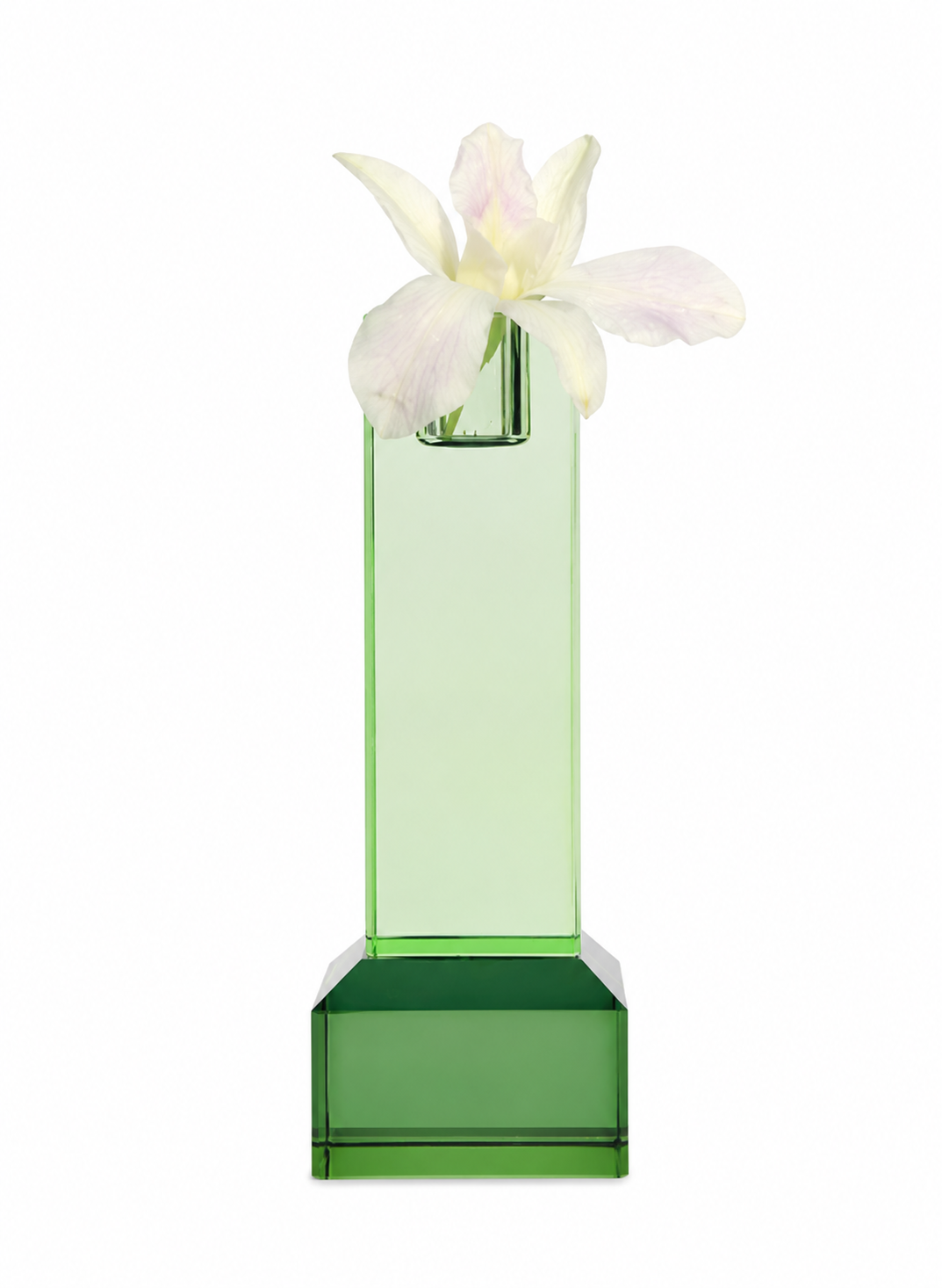 CANDELABRO CRISTAL CORTADO VERDE RECTANGULAR