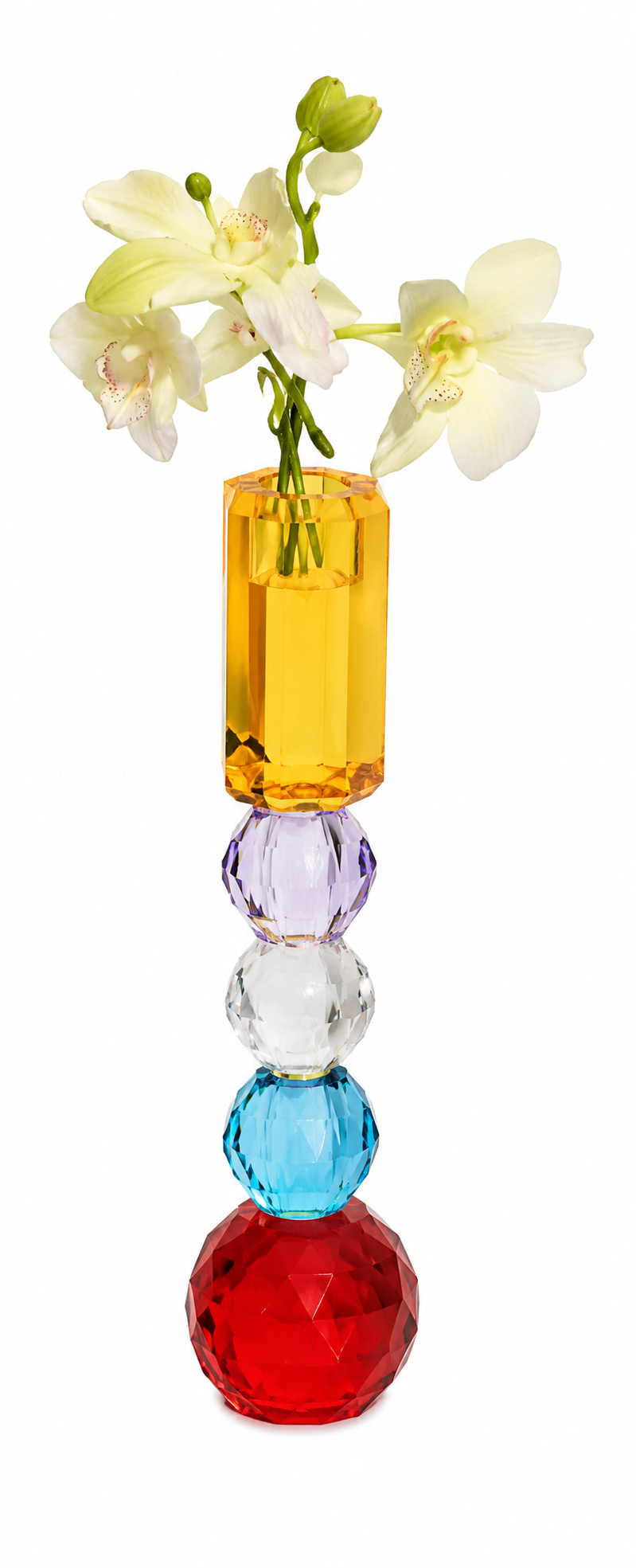 CANDELABRO CRISTAL CORTADO (AMARILLO, LILA, HUMO, AQUA, ROJO)