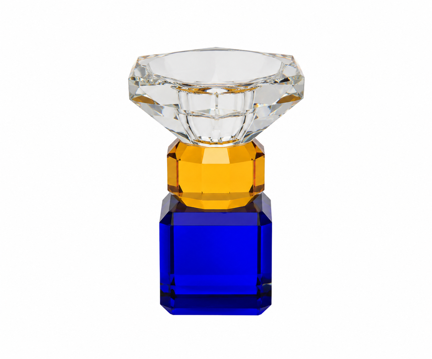 CANDELABRO CRISTAL CORTADO (CRISTAL, AMARILLO, AZUL)