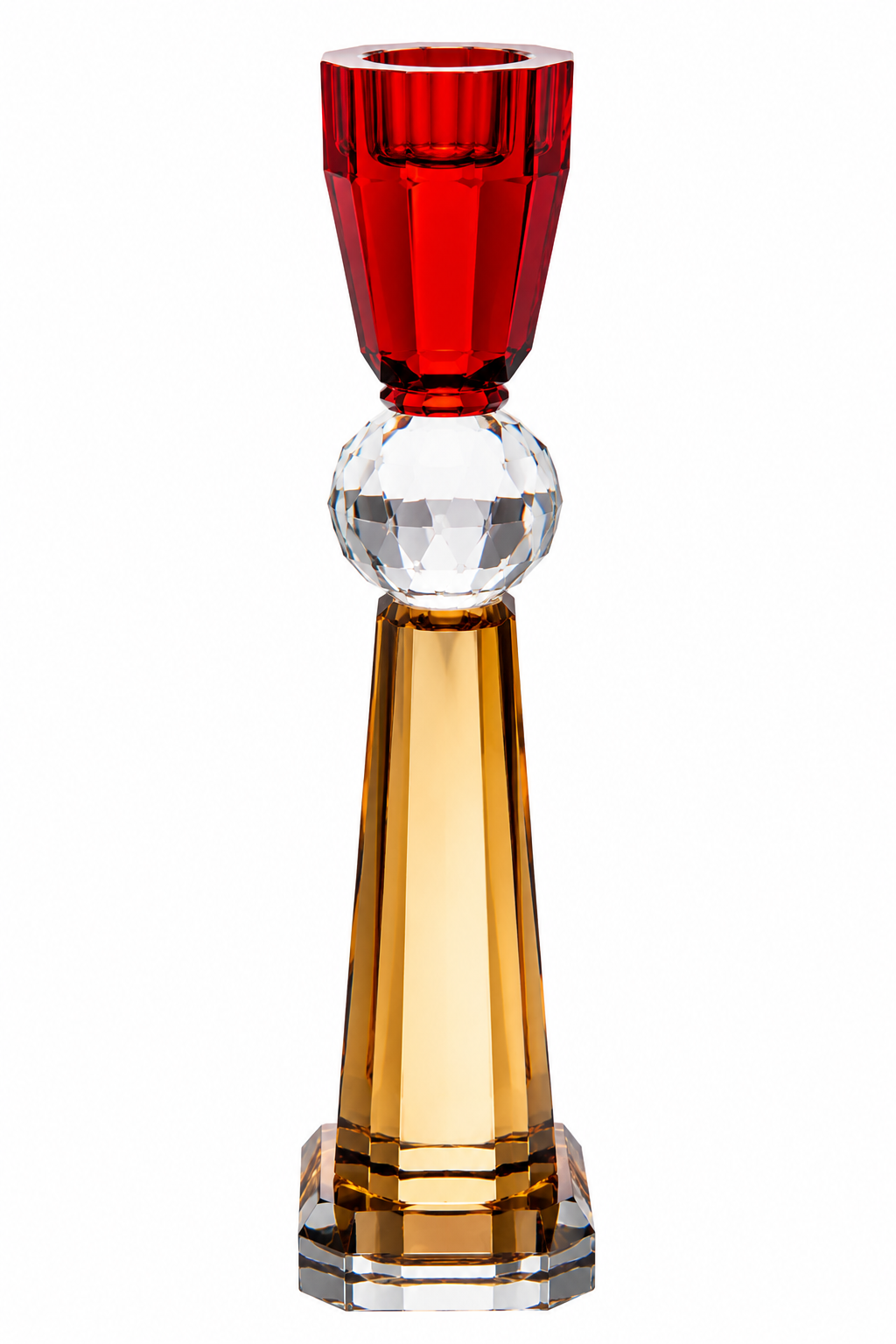 CANDELABRO CRISTAL CORTADO (ROJO, ROSA, CHAMPAGNE)