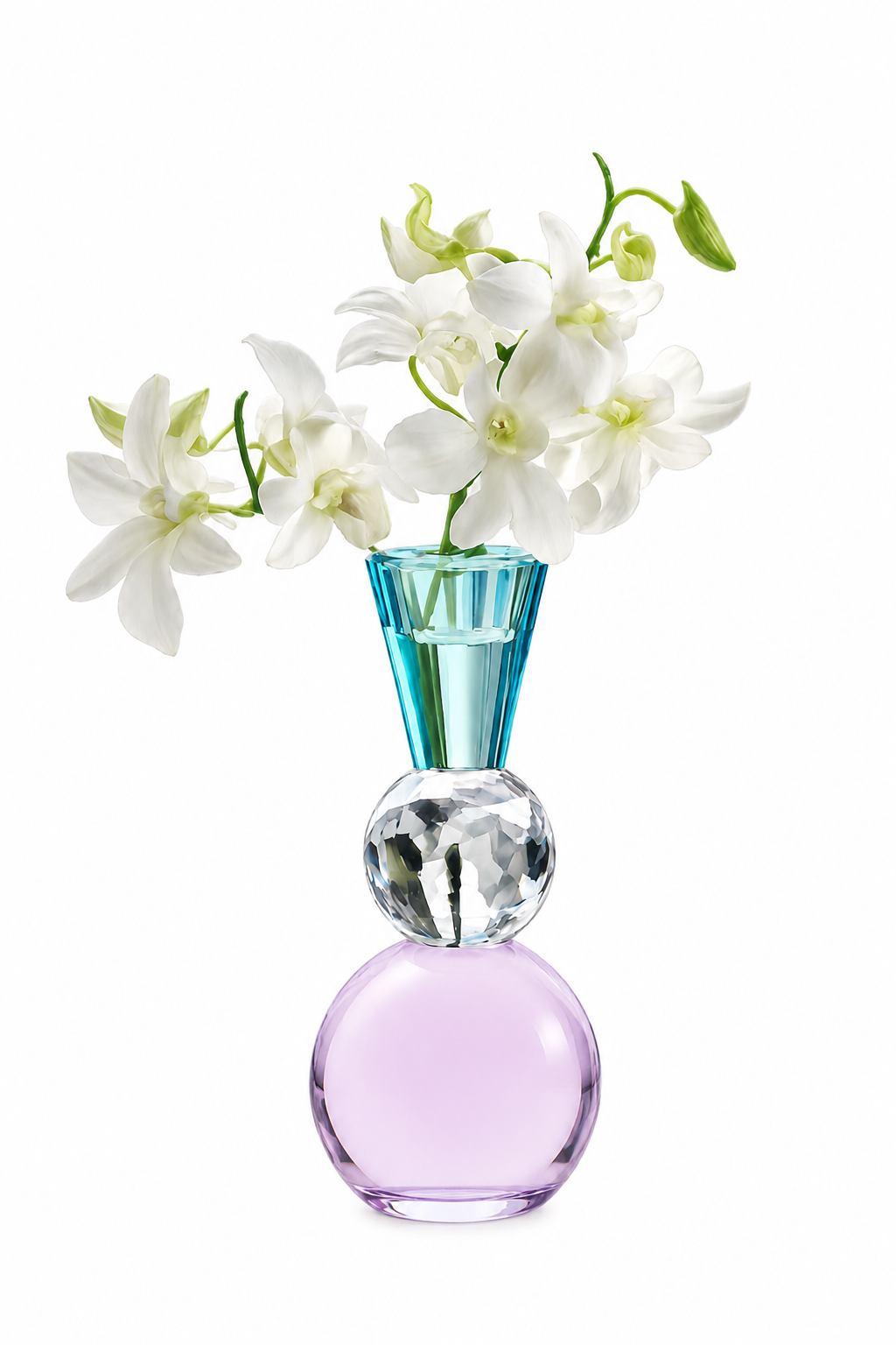 CANDELABRO CRSTAL CORTADO (AQUA, CRISTAL, LILA)