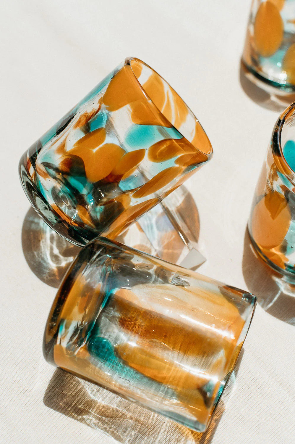 VASO ACAPULCO ( NARANJA AZUL TRANSPARENTE )