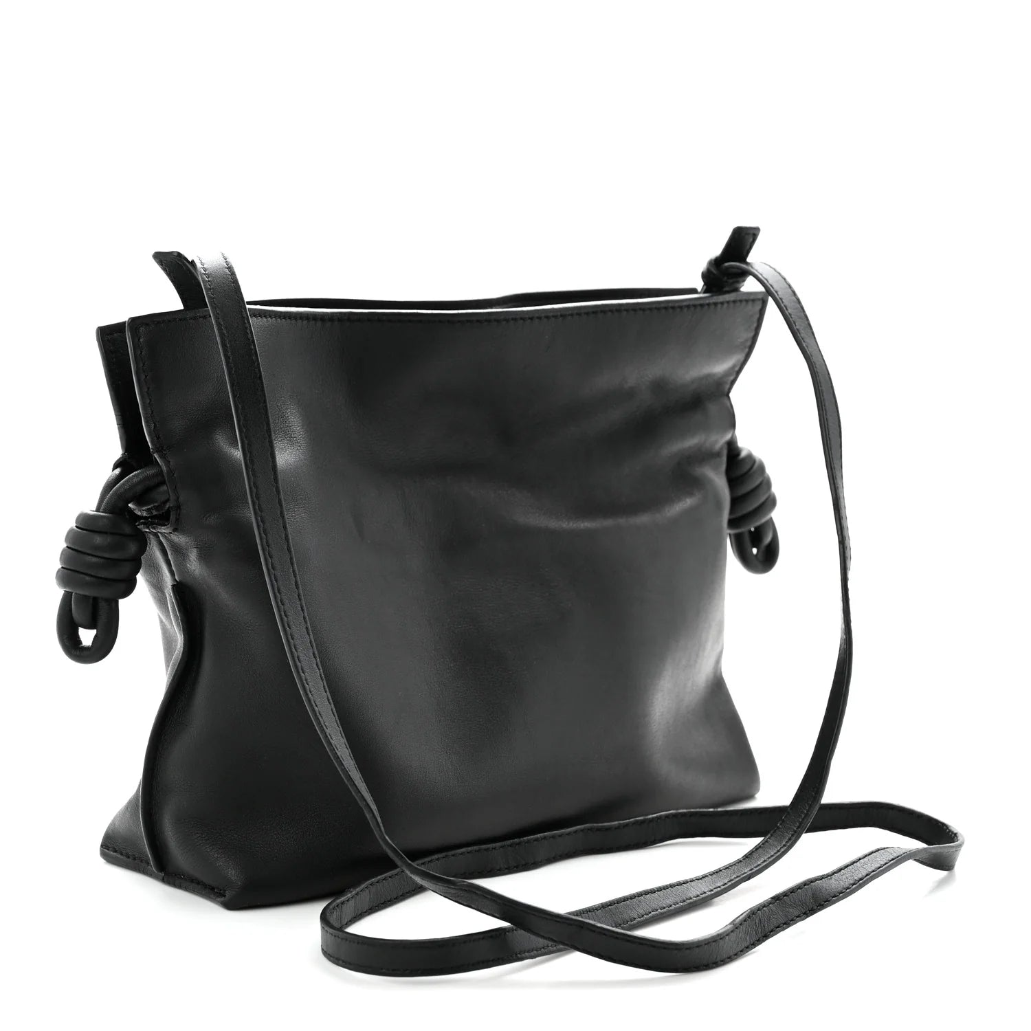 Flamenco Mini Napa Drawstring Bag in Black