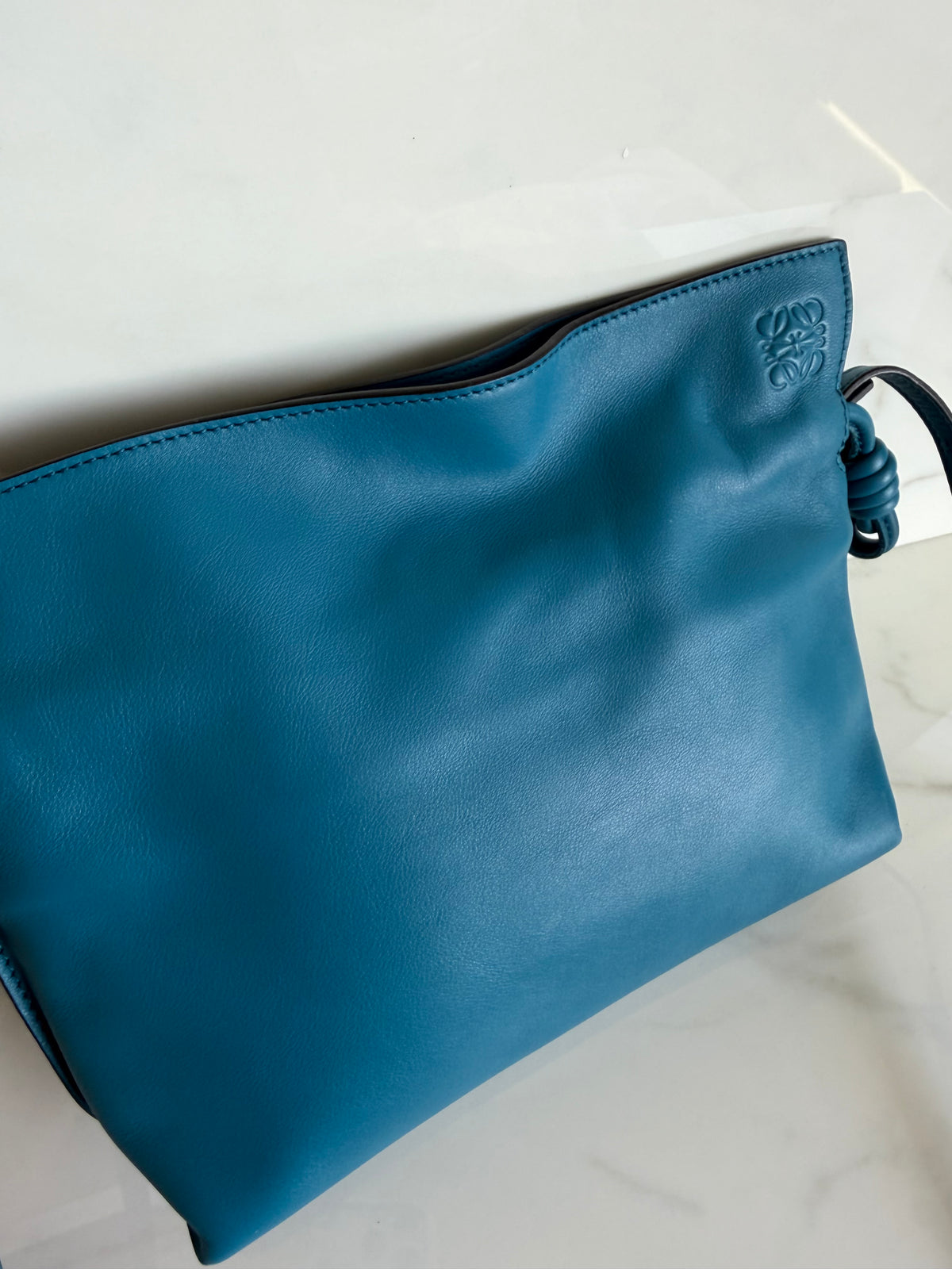 Flamenco Mini Napa Drawstring Bag in Blue Lagoon