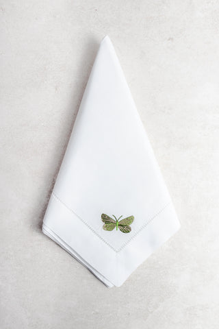 Servilleta de Lino con Mariposa Verde