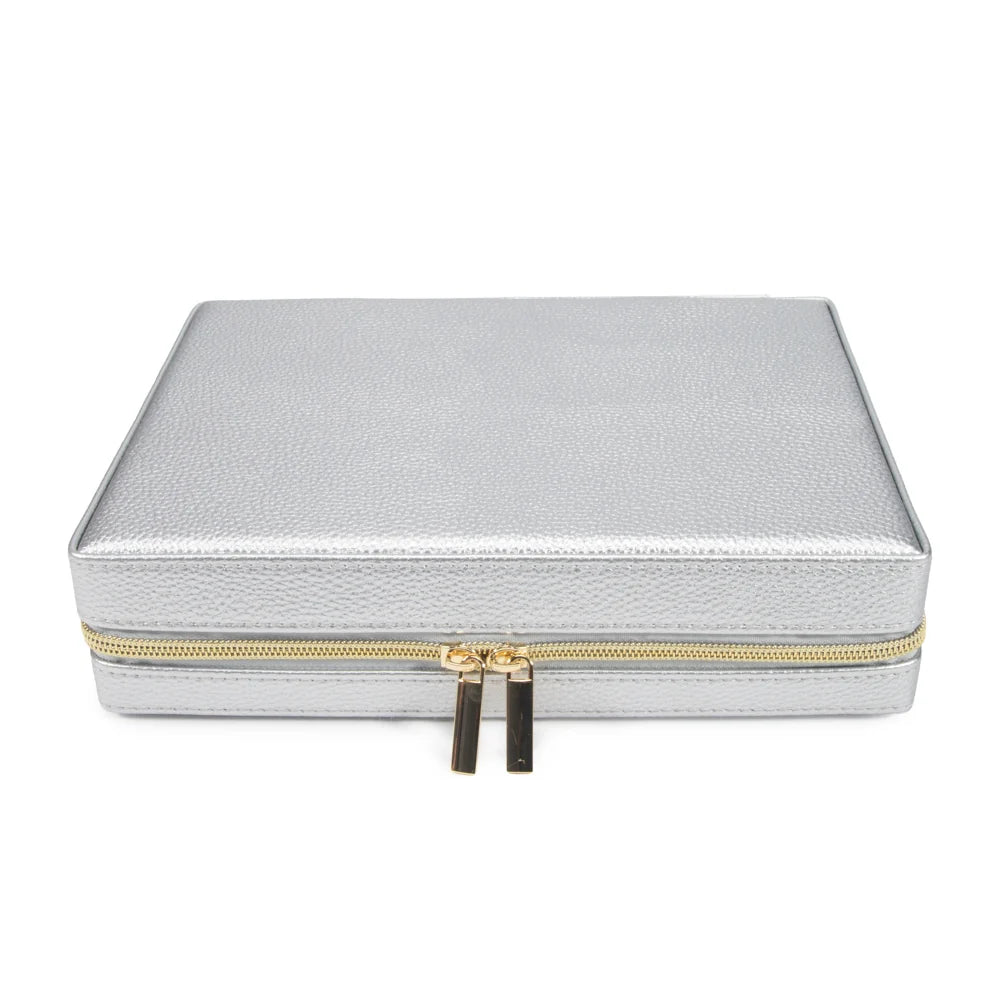 Leah Large Travel Jewelry Case (Silver)
