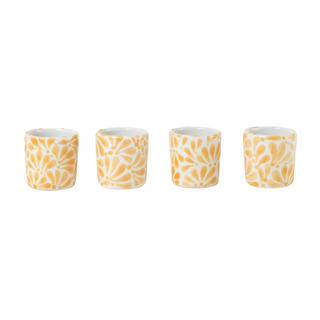 Tequilero de plumas amarillo de cerámica (set de 4)