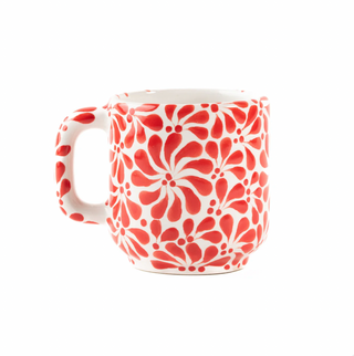 Taza vajilla de pluma roja