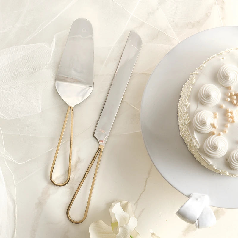 Gold Handle Cake Knive + Server