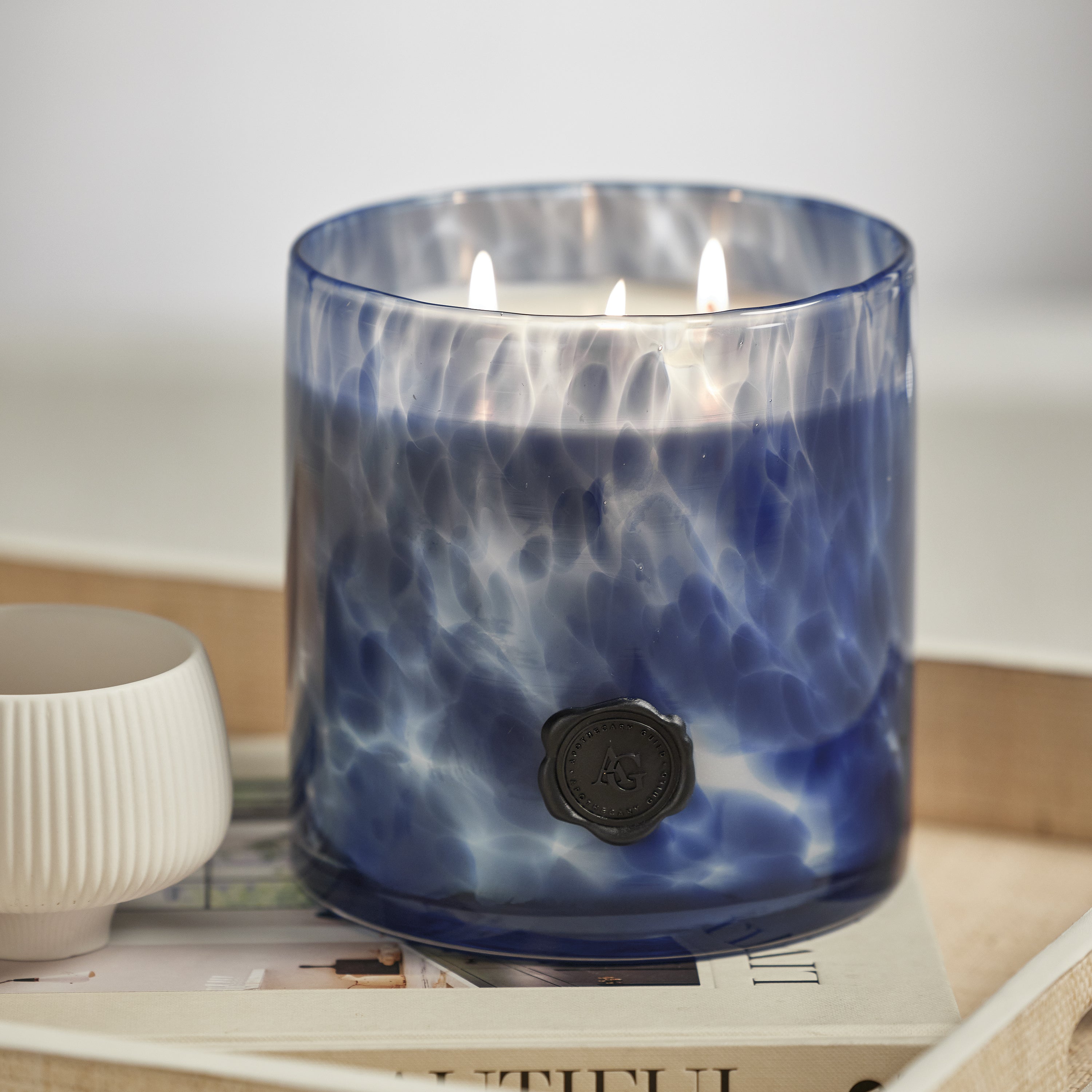 Apothecary Guild Opal Glass 3 Wick Candle Jar - Sea Salt