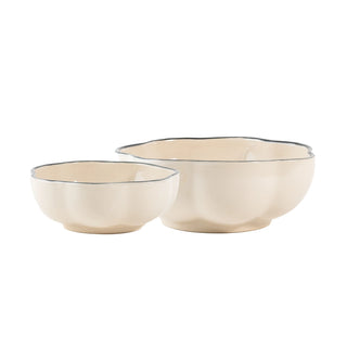 Bowl grande flor de plumas beige de cerámica