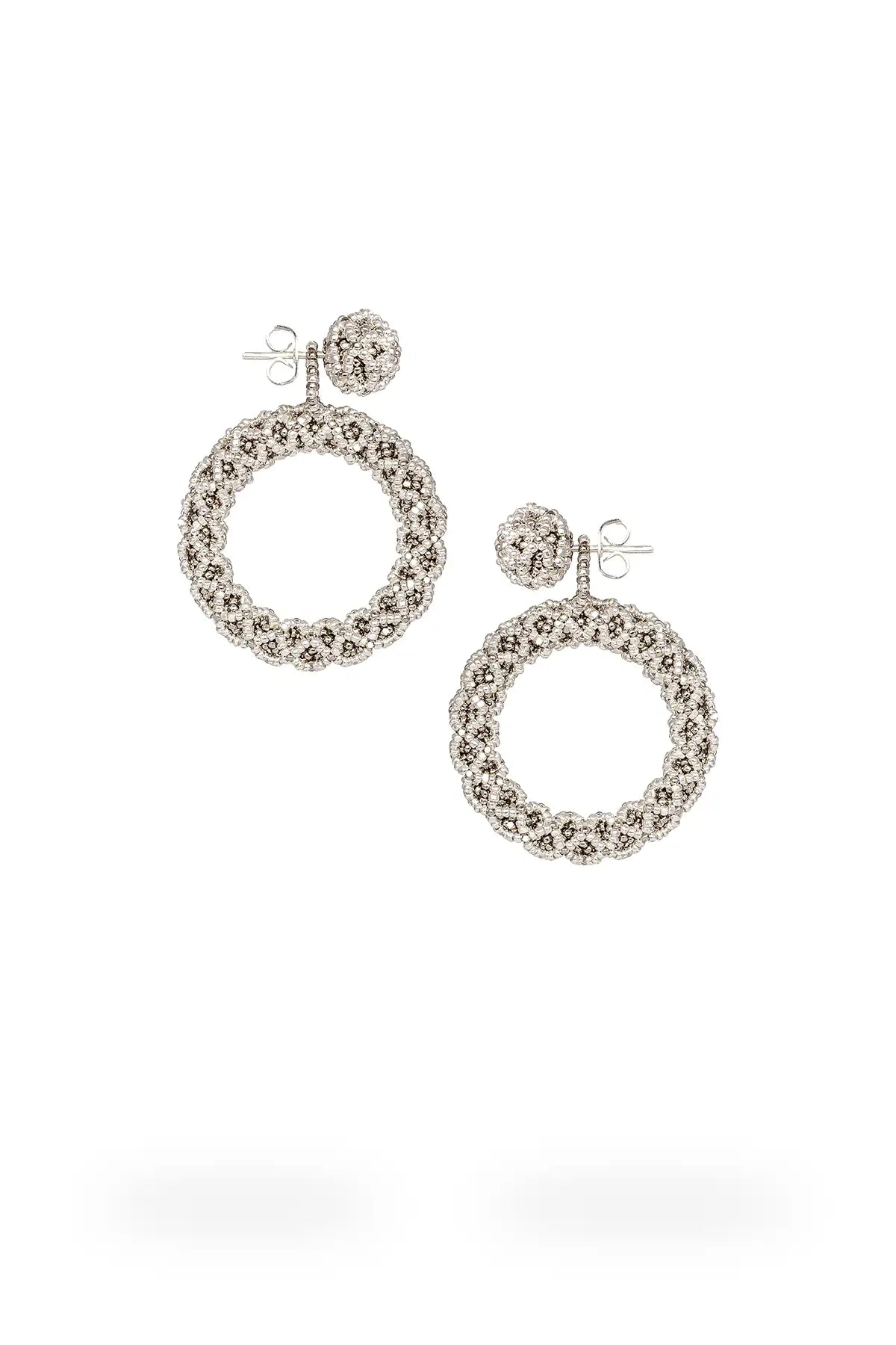 ARETES UN ARO CHICO TEJIDO ABIERTO - PLATINO