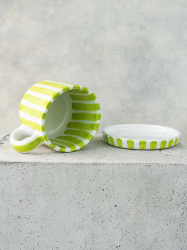 Taza de Cerámica con Rayas Verde Lima
