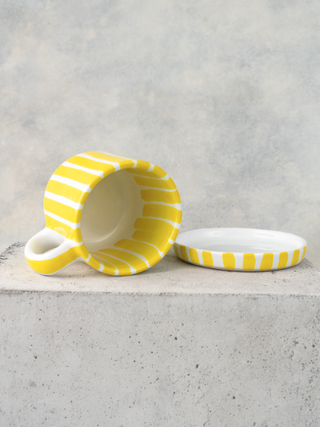 Taza de Cerámica con Rayas color Amarillo