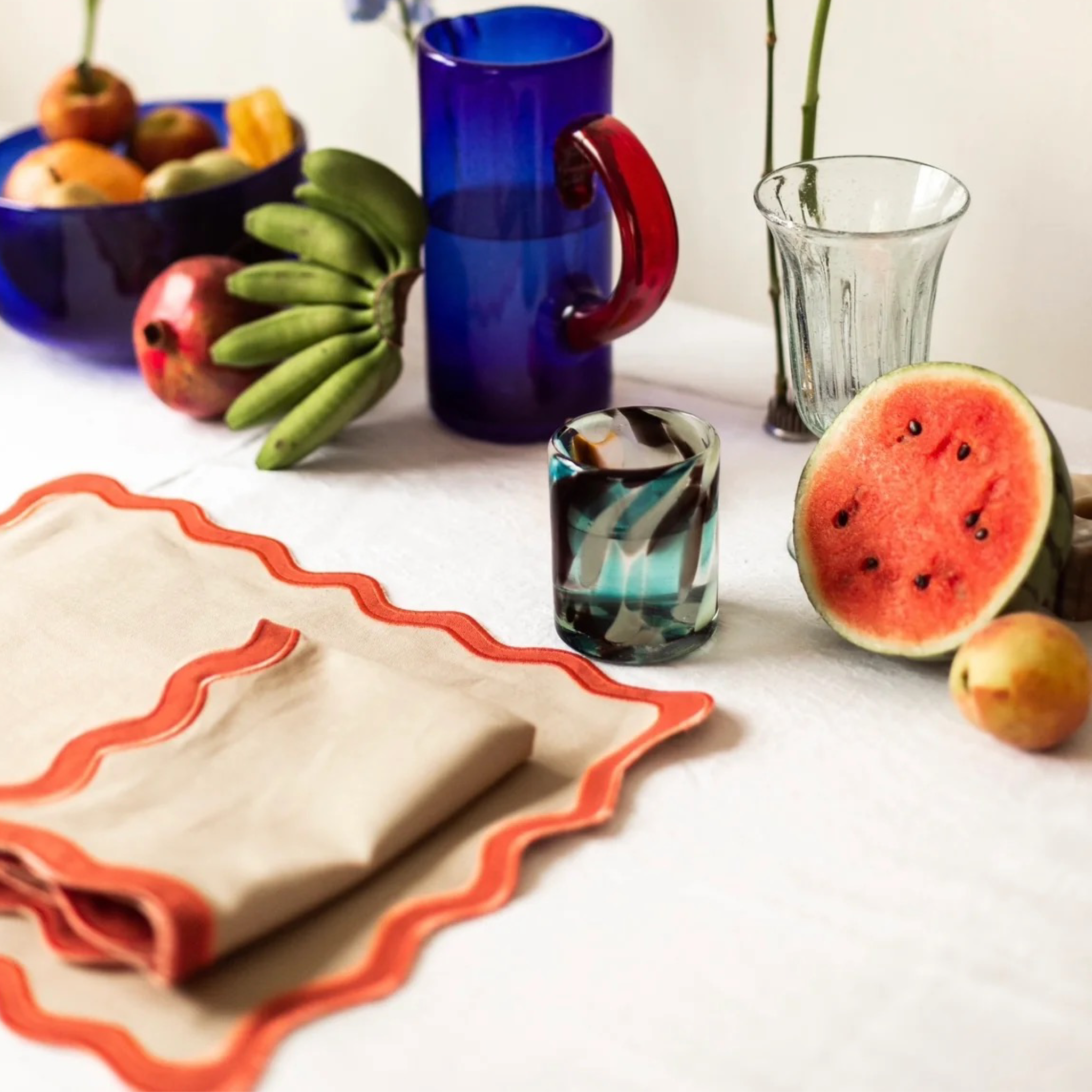 SET MANTEL INDIVIDUAL ONDAS NARANJA