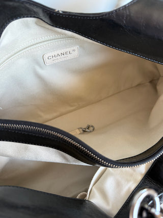 Glazed Stitch Black Hobo Chain Shoulder Bag