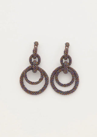 ARETES CINCO AROS CADENA TOPAZ TORNASOL
