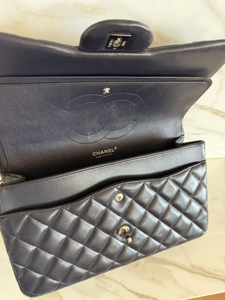 CLASSIC FLAP LARGE NAVY LAMBSKIN BAG