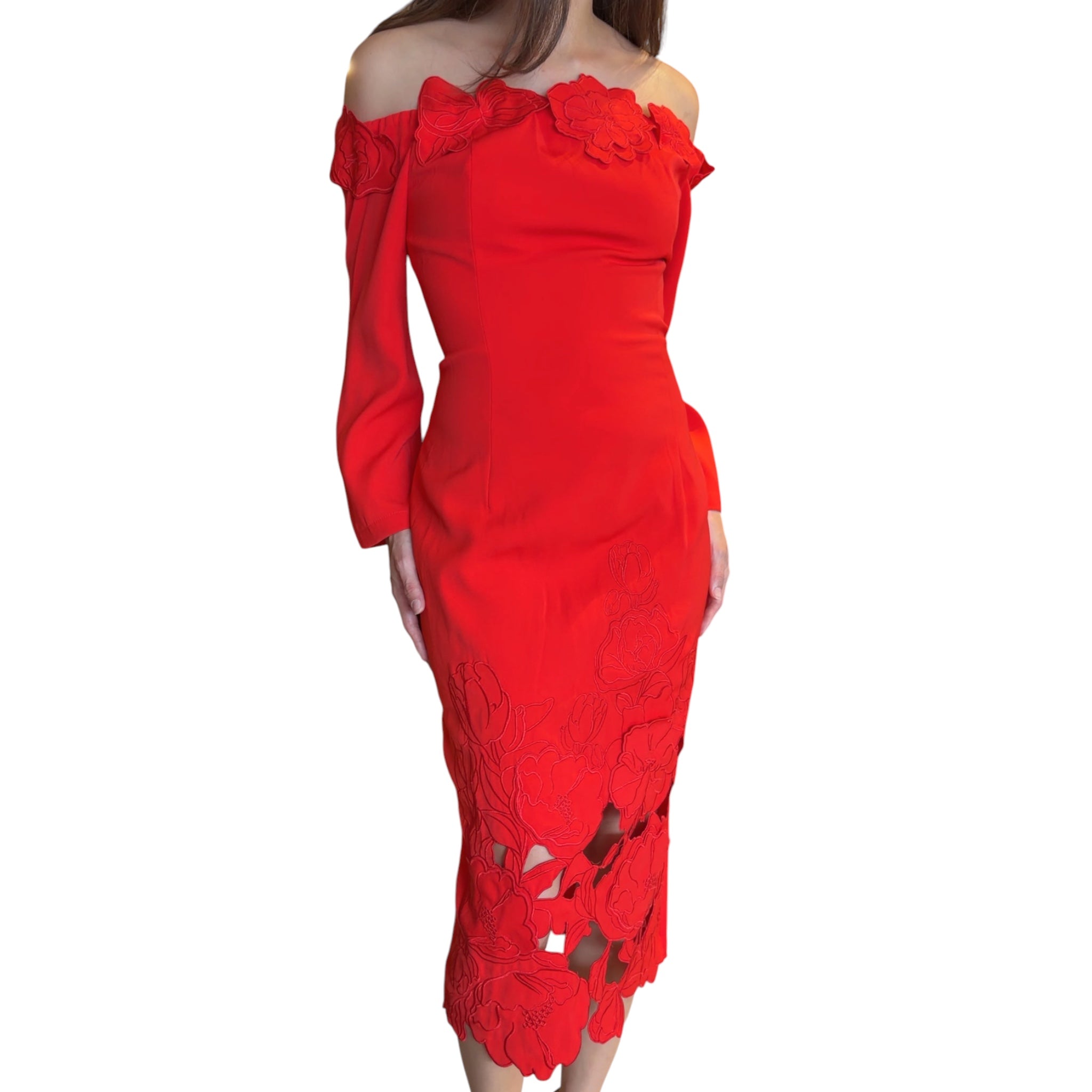 Rojo Strapless Flores