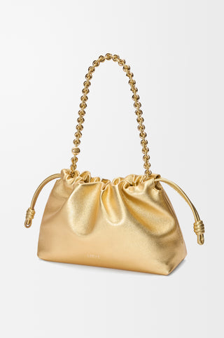 Flamenco Medium Napa Drawstring Gold Bag