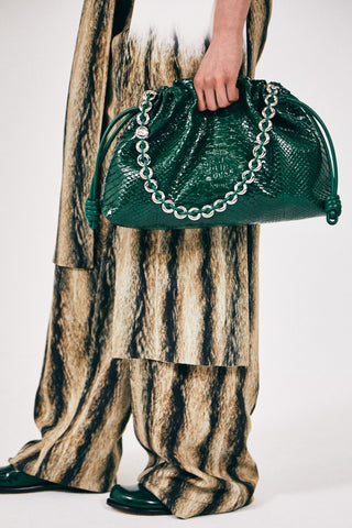 Large Patent Python Flamenco Bag