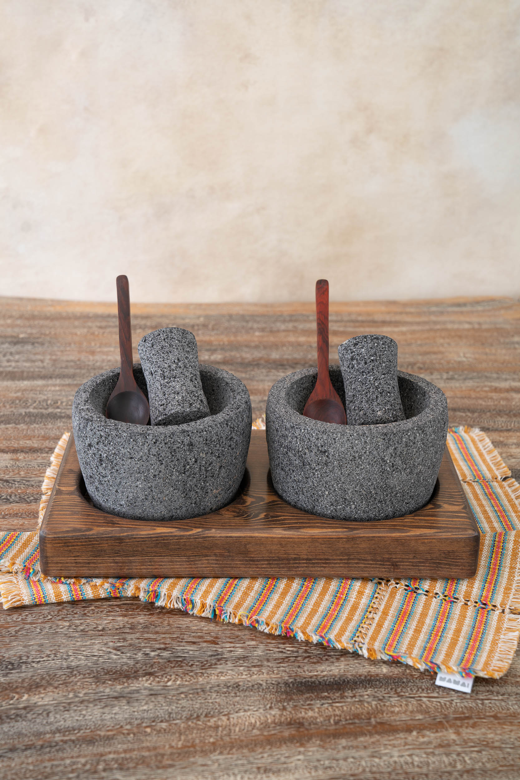 MOLCAJETE PIEDRA VOLCANICA SET 2. 13 DIAM