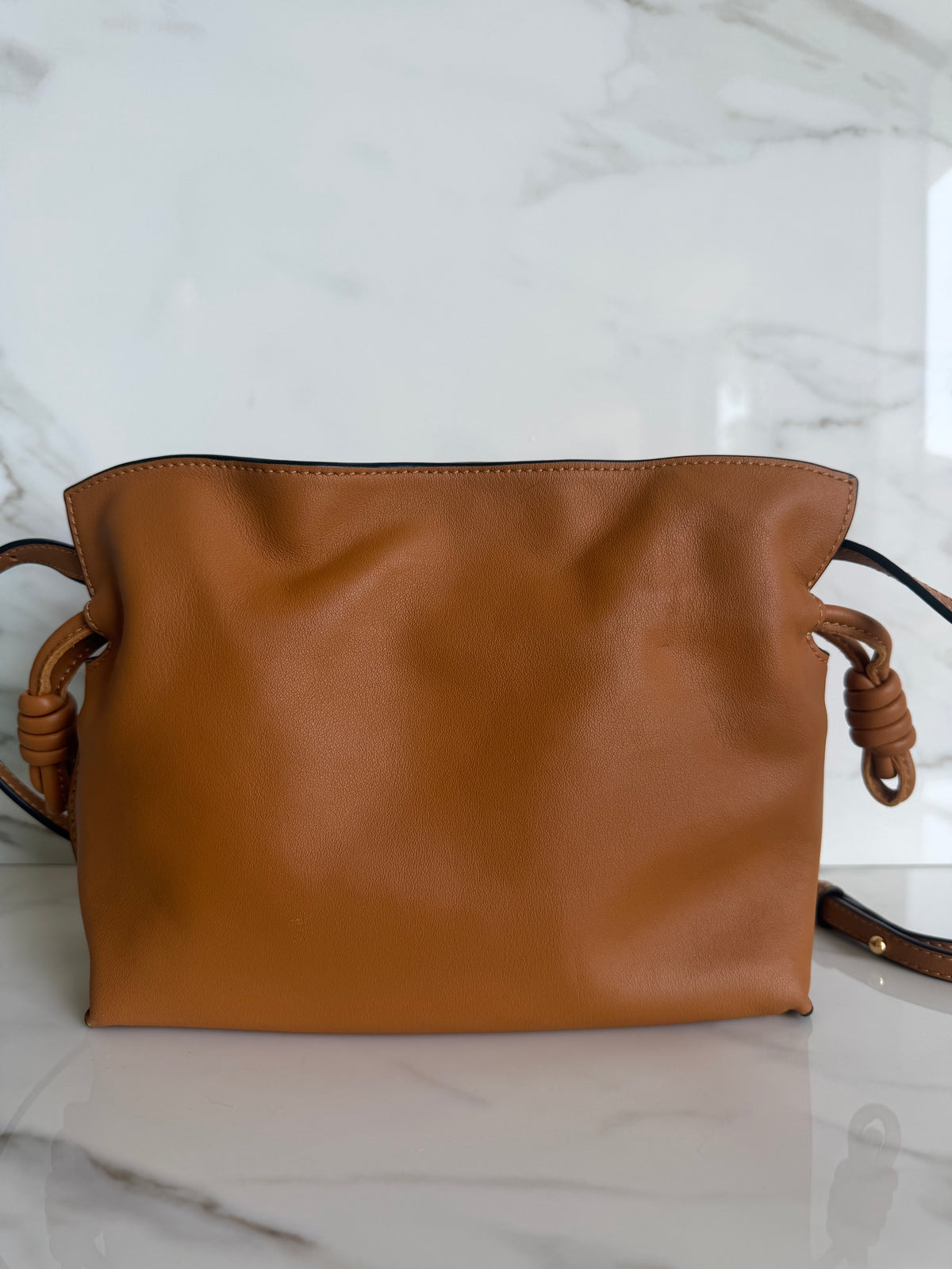 Flamenco Mini Napa Drawstring Bag in Warm Desert