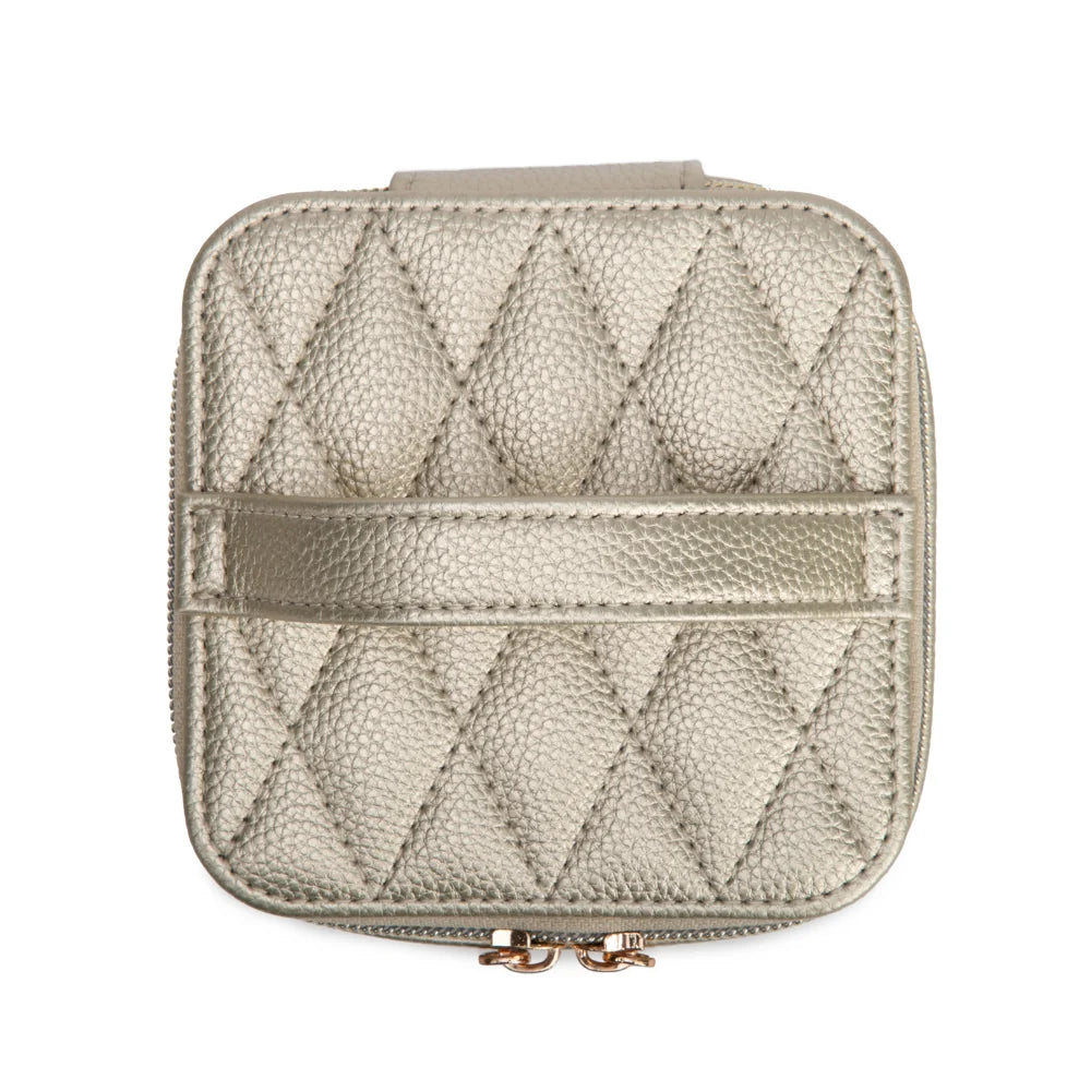 Leah Quilted Travel Jewelry Case with Pouch (Gold)