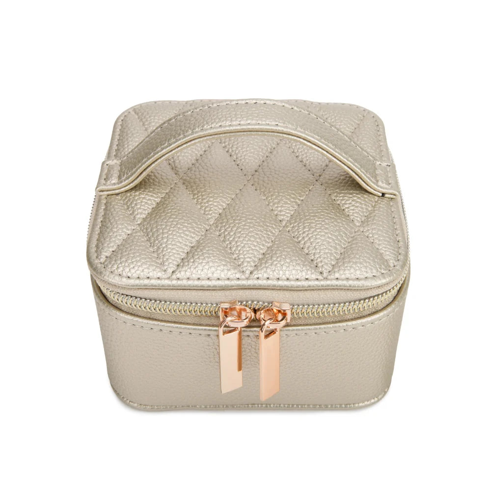 Leah Quilted Travel Jewelry Case with Pouch (Gold)