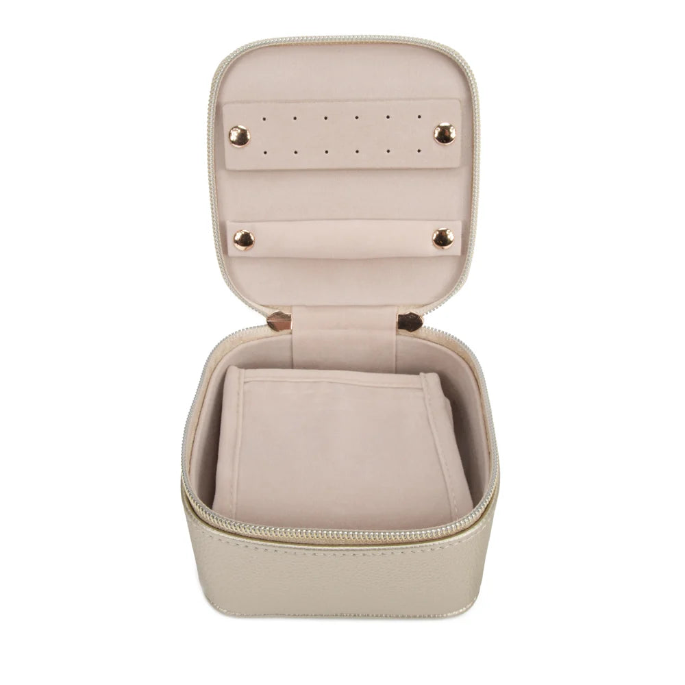 Leah Quilted Travel Jewelry Case with Pouch (Gold)