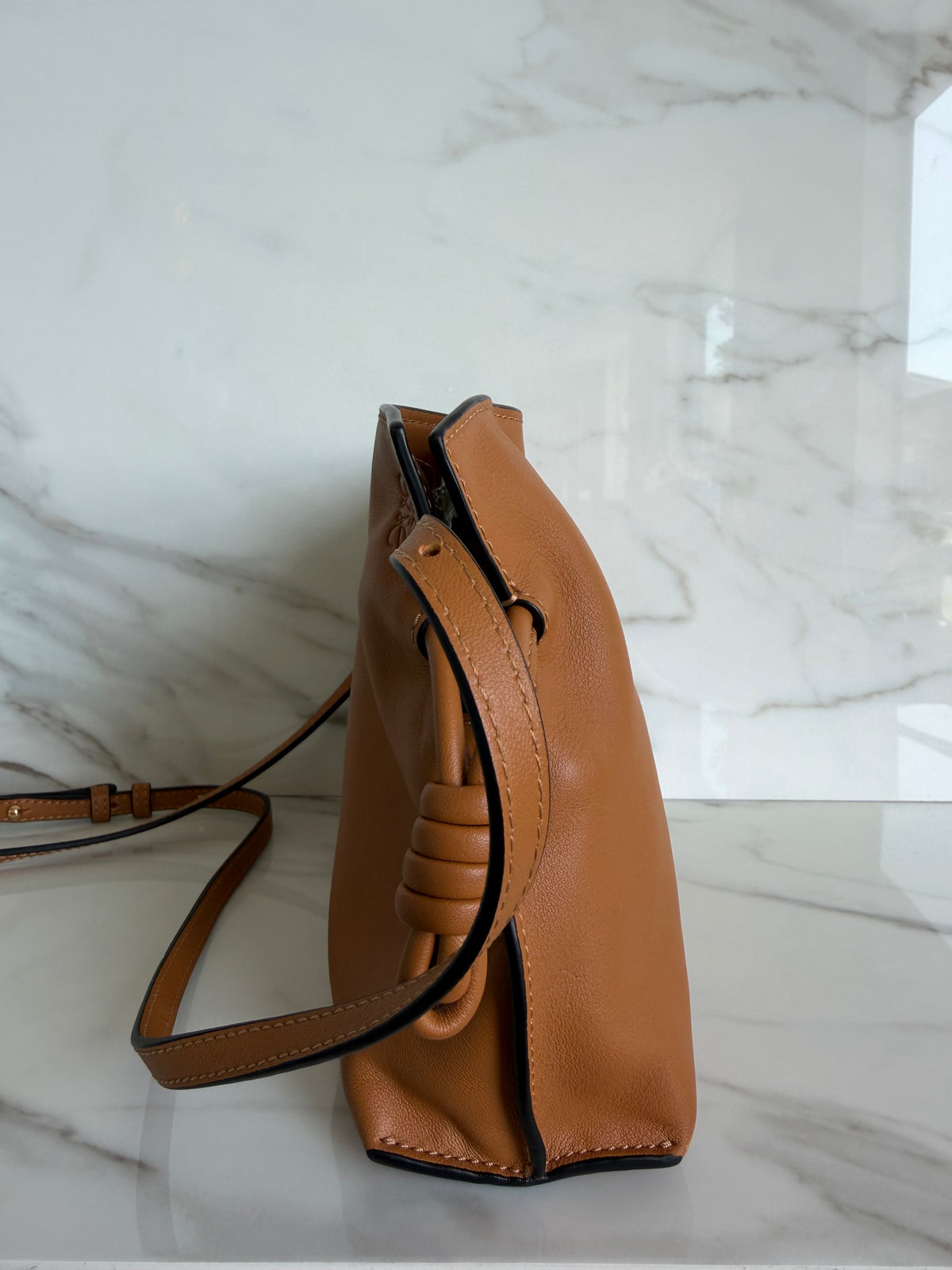 Flamenco Mini Napa Drawstring Bag in Warm Desert