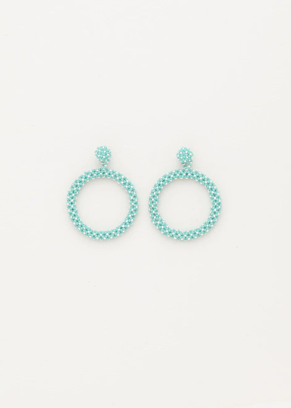 ARETES UN ARO MARTHA PLATA AZUL TURQUESA
