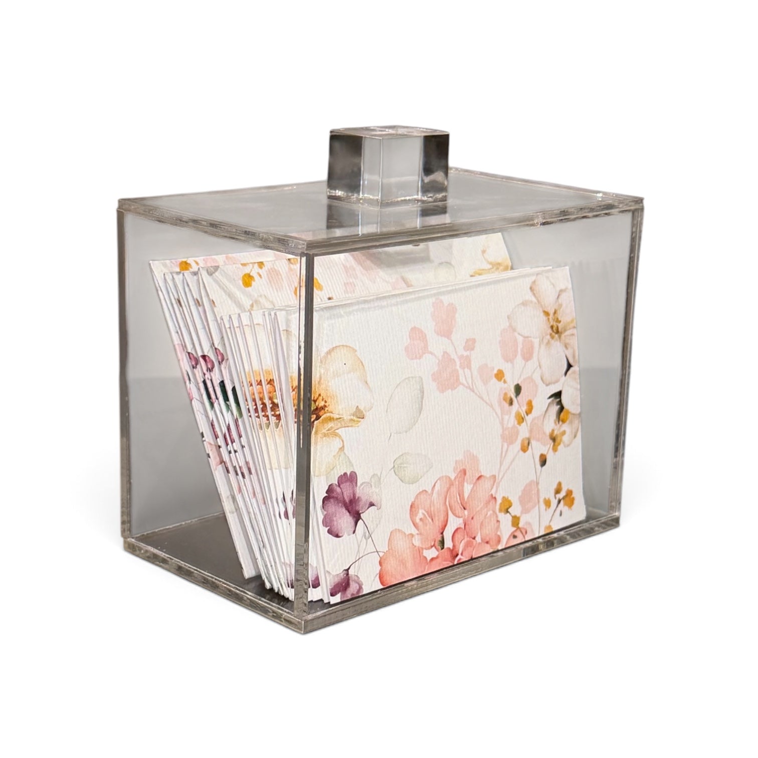 Caja cubo diseno primavera con tapa cuadrito