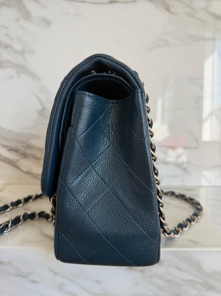 CLASSIC LARGE FLAP BAG IN BLUE CAVIAR
