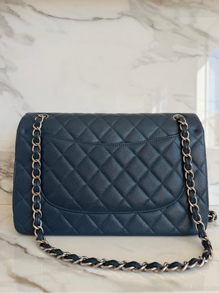 CLASSIC LARGE FLAP BAG IN BLUE CAVIAR