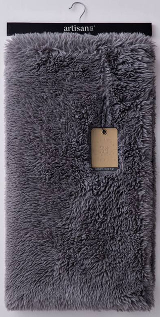 ARTISAN 34 Angola fluffy Faux Fur Blanket GREY