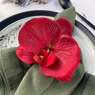 Anillo para servilleta "orquídea en rojo cereza"