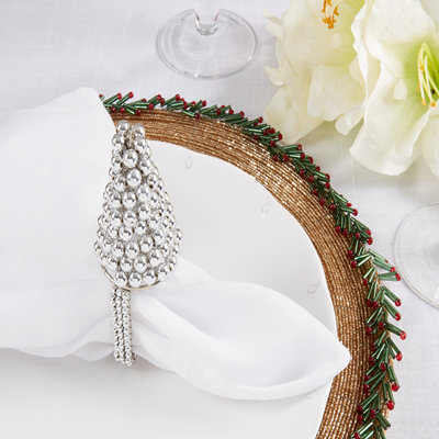 Christmas Tree Napkin Ring - Silver