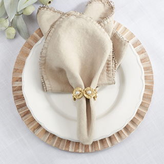 Gold Pearl Bead Napkin Ring - Set of 12