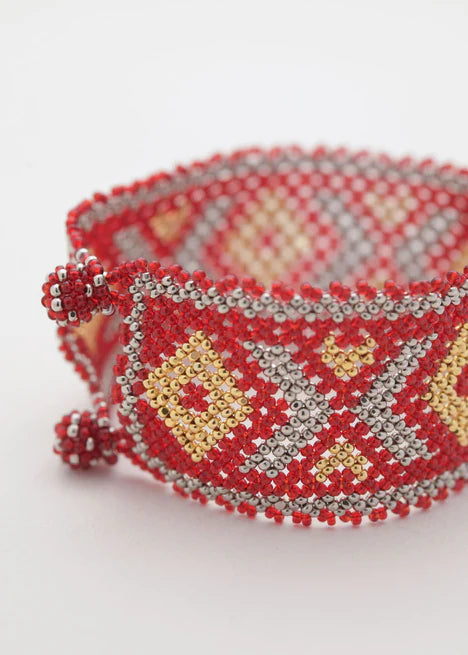 BRAZALETE MARTHA PLATA PLATINO ROJA CEREZA