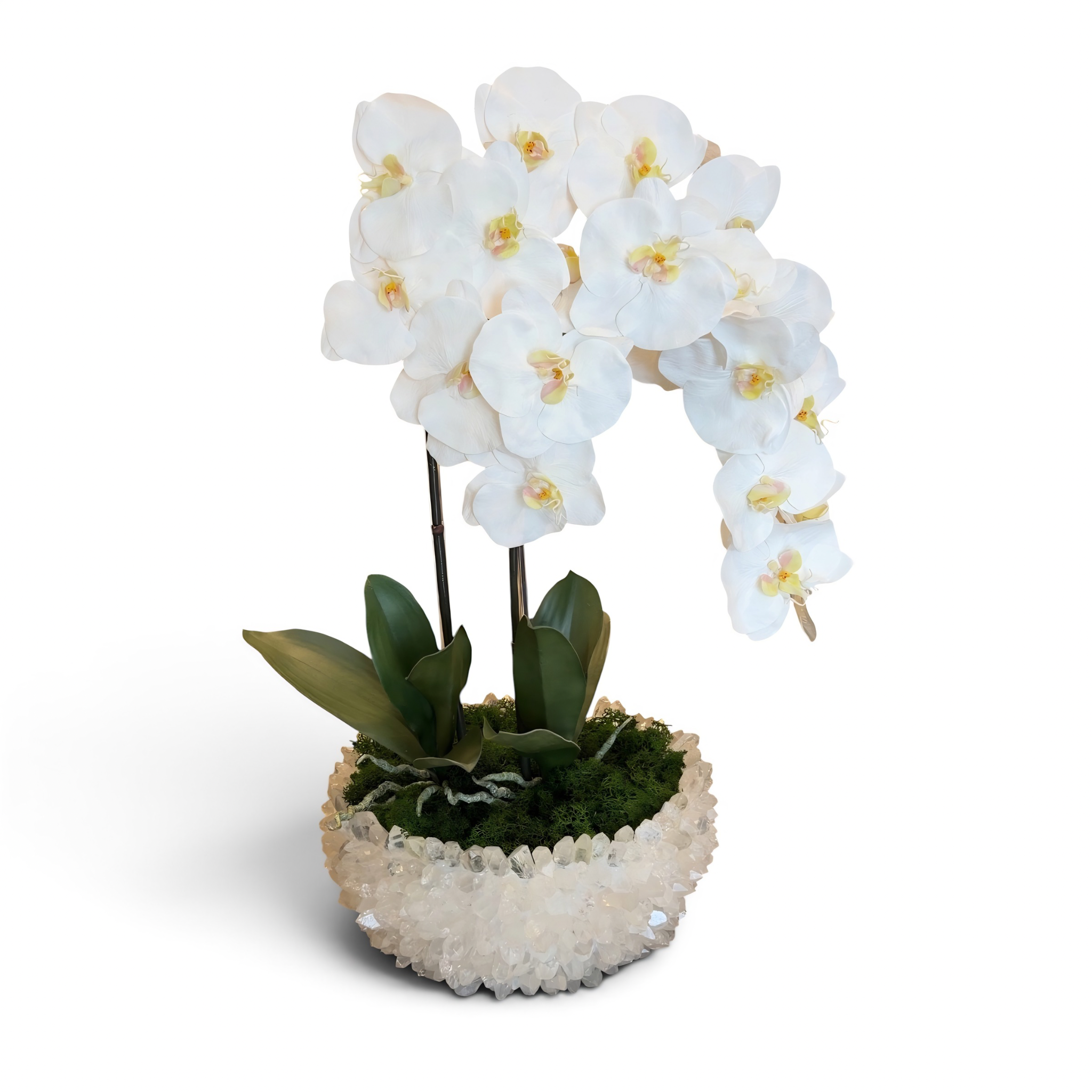 BOWL PUNTAS DE CUARZO CON ORQUIDEA