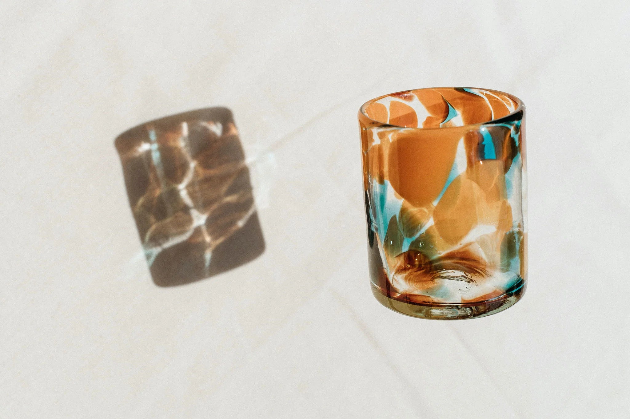 VASO ACAPULCO ( NARANJA AZUL TRANSPARENTE )